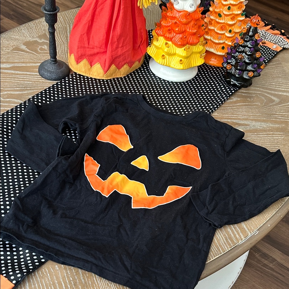 The Children's Place Black and Orange Pumpkin Long Sleeve Tee